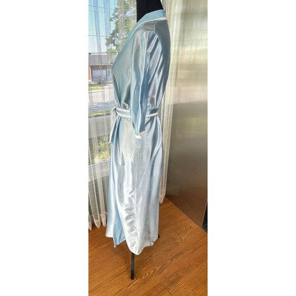 Vintage 80s house dress, baby blue nylon robe, assorted tiebelt - Picture 3 of 10